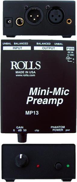 Rolls MP13 Mini Microphone Preamp with SM Series XLR M to XLR F Microphone Cable 6 