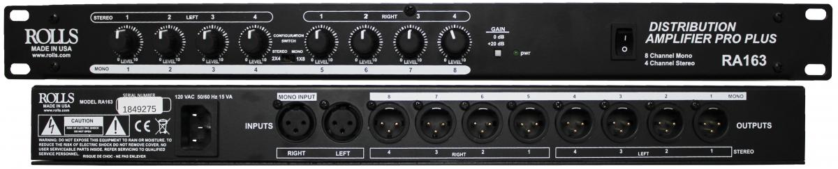Rolls 4-Channel RCA Distribution Amplifier +12 dBV Max Input Level 90 dB S/N Ratio 